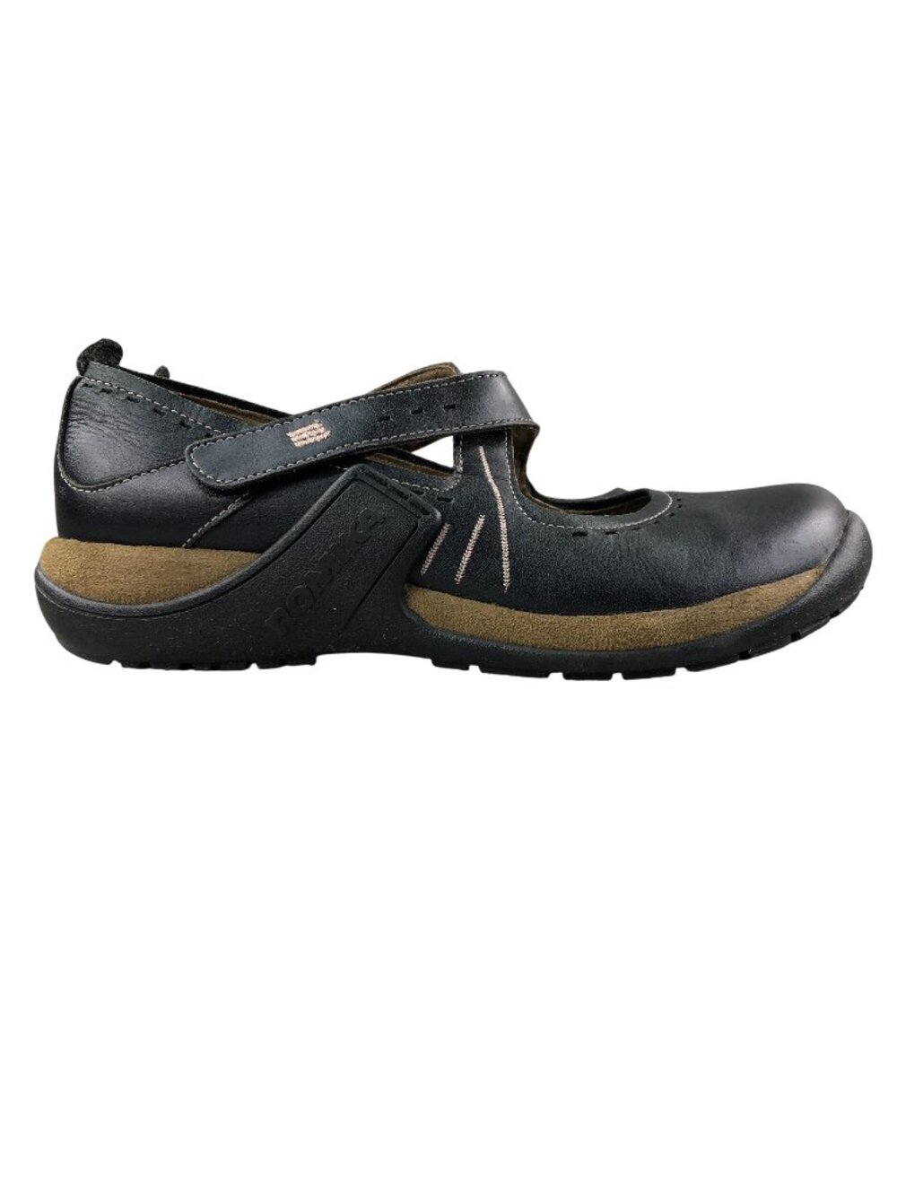 Romika Women's Size 38 (7-7.5) Milla-60 Black Leather Hook & Loop Casual Shoes